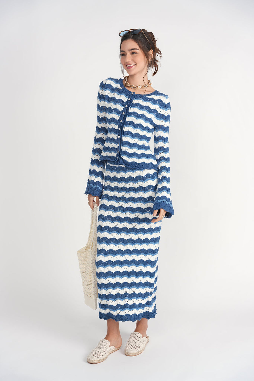 Making Waves Crochet Cardi- Blue