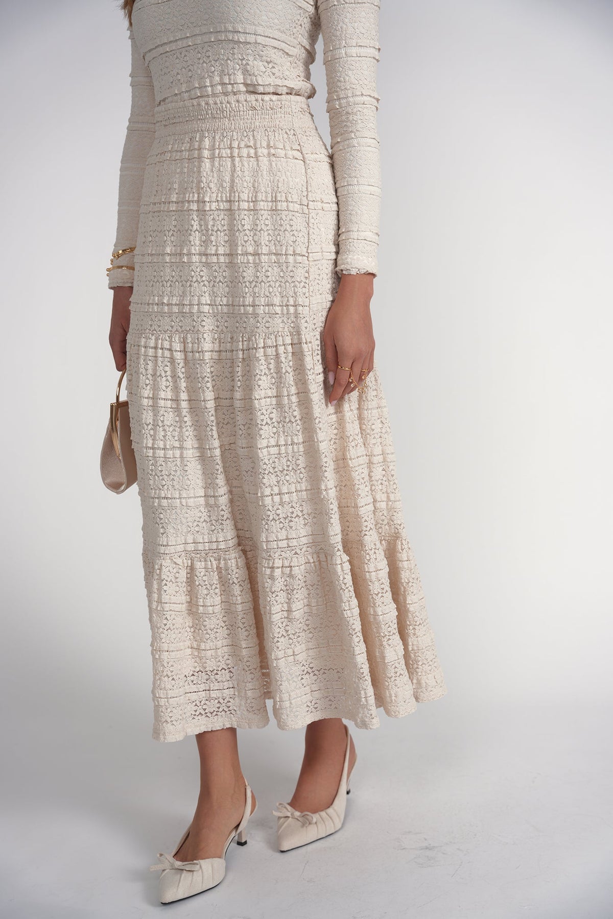Lace Maxi Skirt- Cream