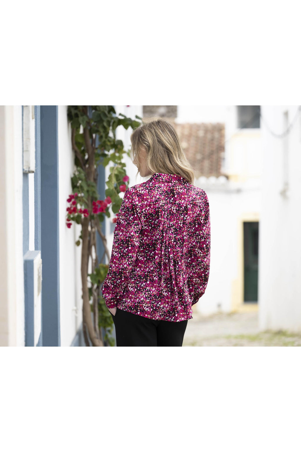 Collared Multi Print Blouse