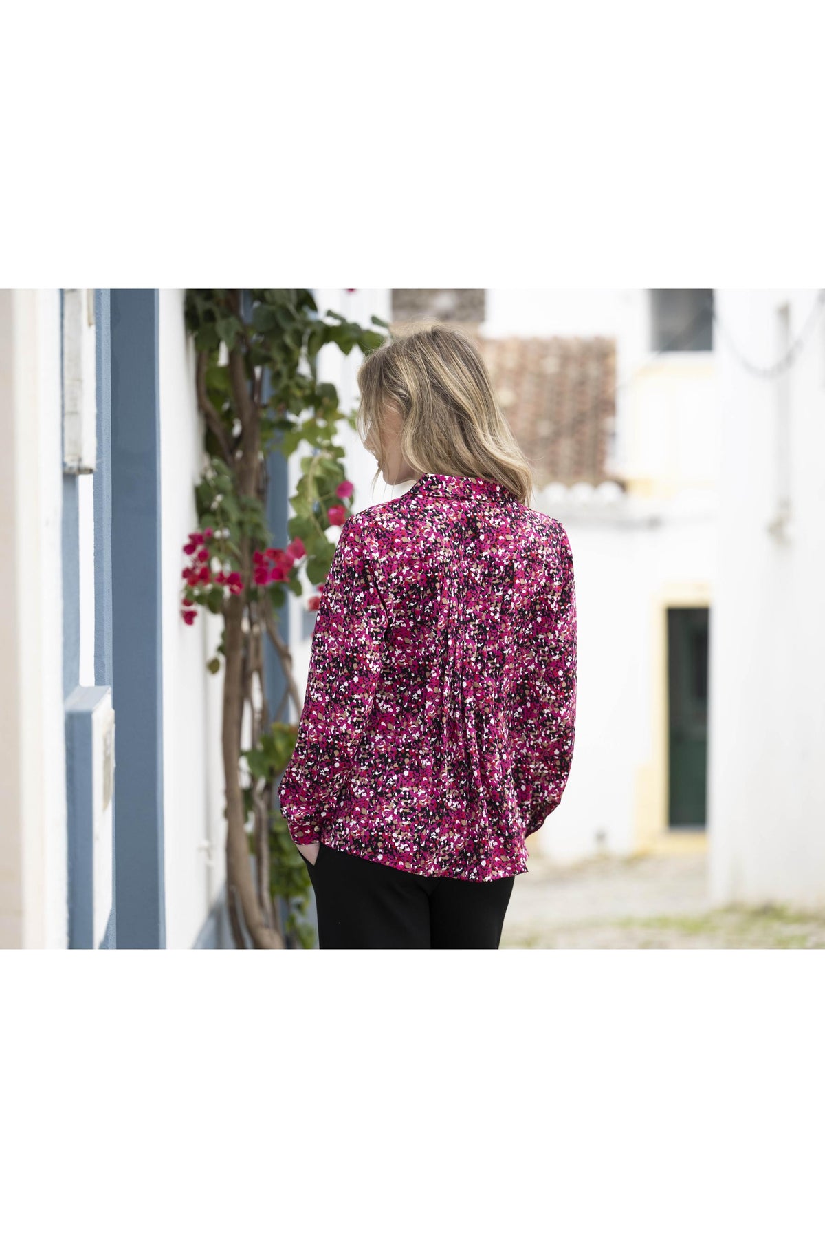 Collared Multi Print Blouse