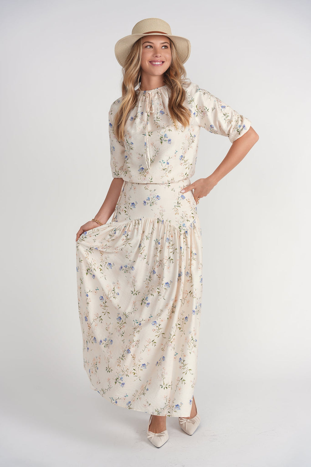 Belle Skirt- Cream Floral
