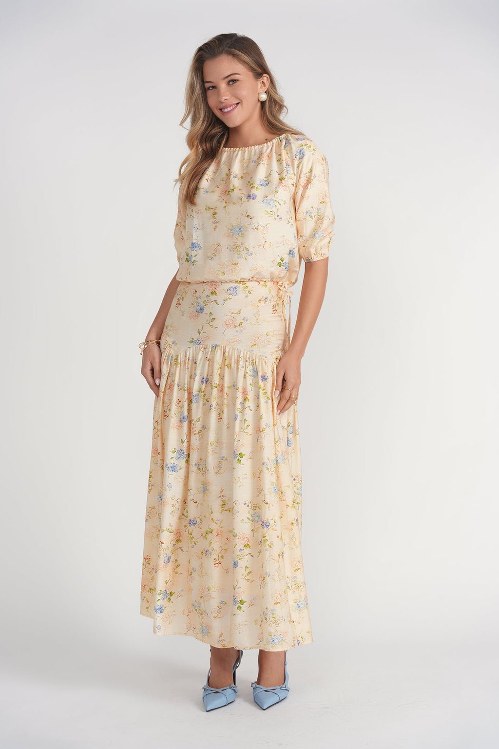 Belle Top- Yellow Garden