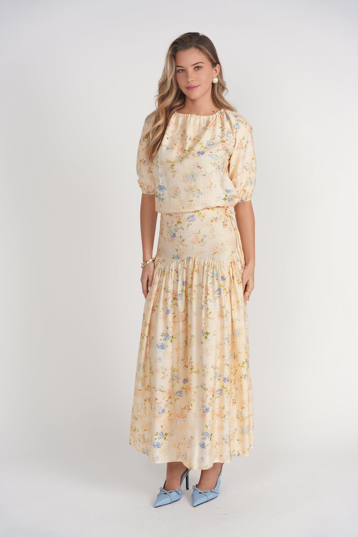 Belle Top- Yellow Garden