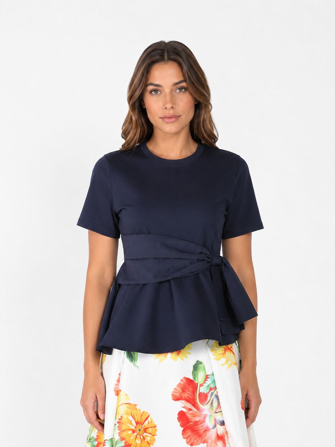 Gracia Fashion Women's Crew Neck Oversized Bow Top
