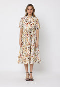 Gracia Fashion Women's Floral print belt dress