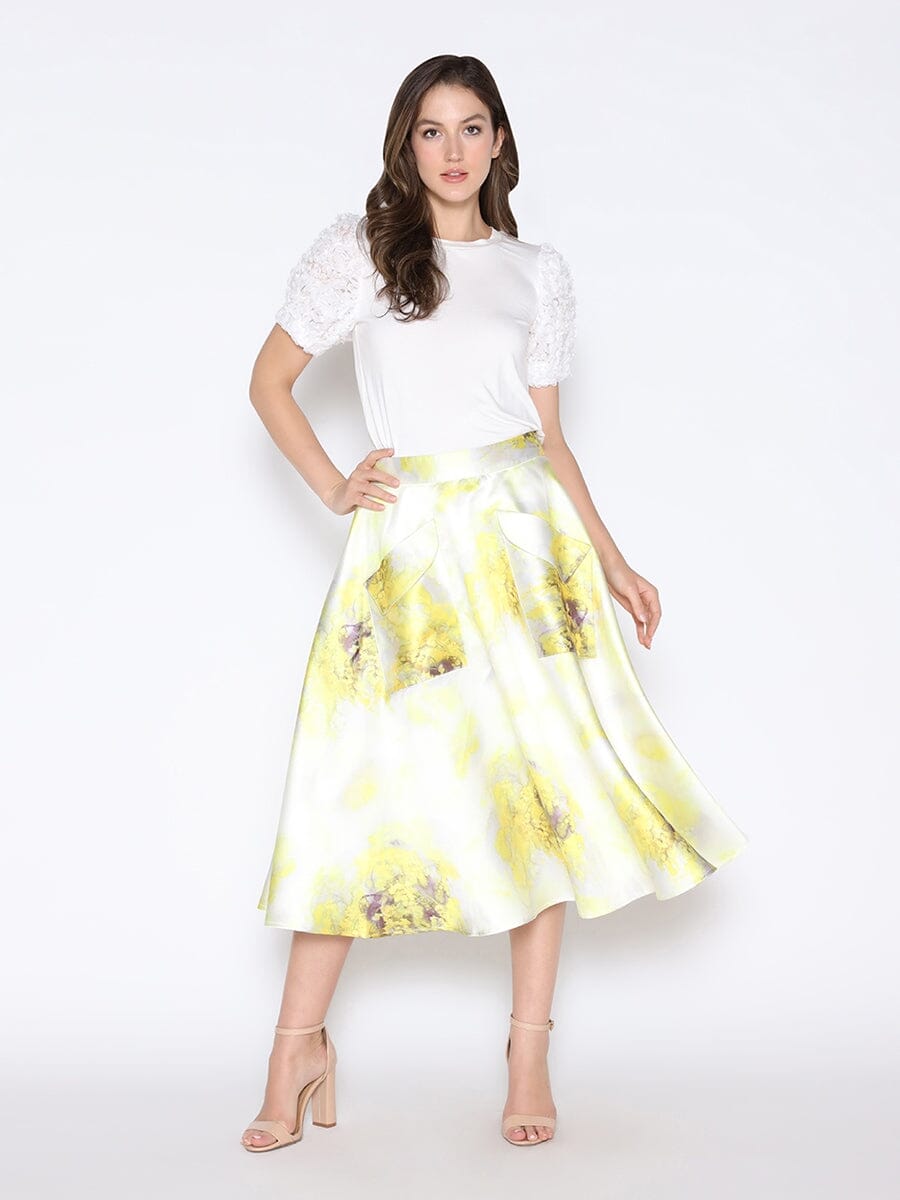 Gracia Fashion Women's Floral Print Satin A-Line Skirt