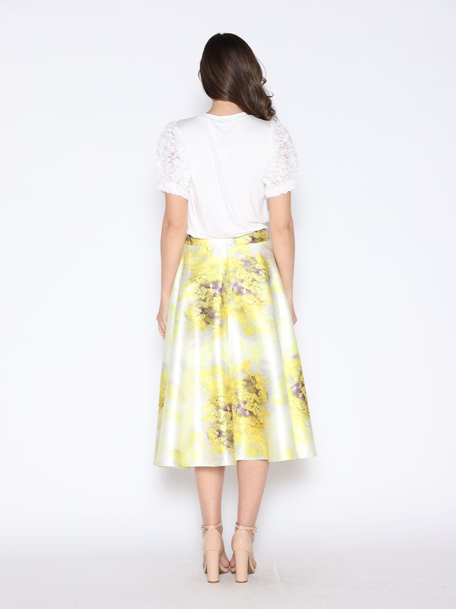 Gracia Fashion Women's Floral Print Satin A-Line Skirt