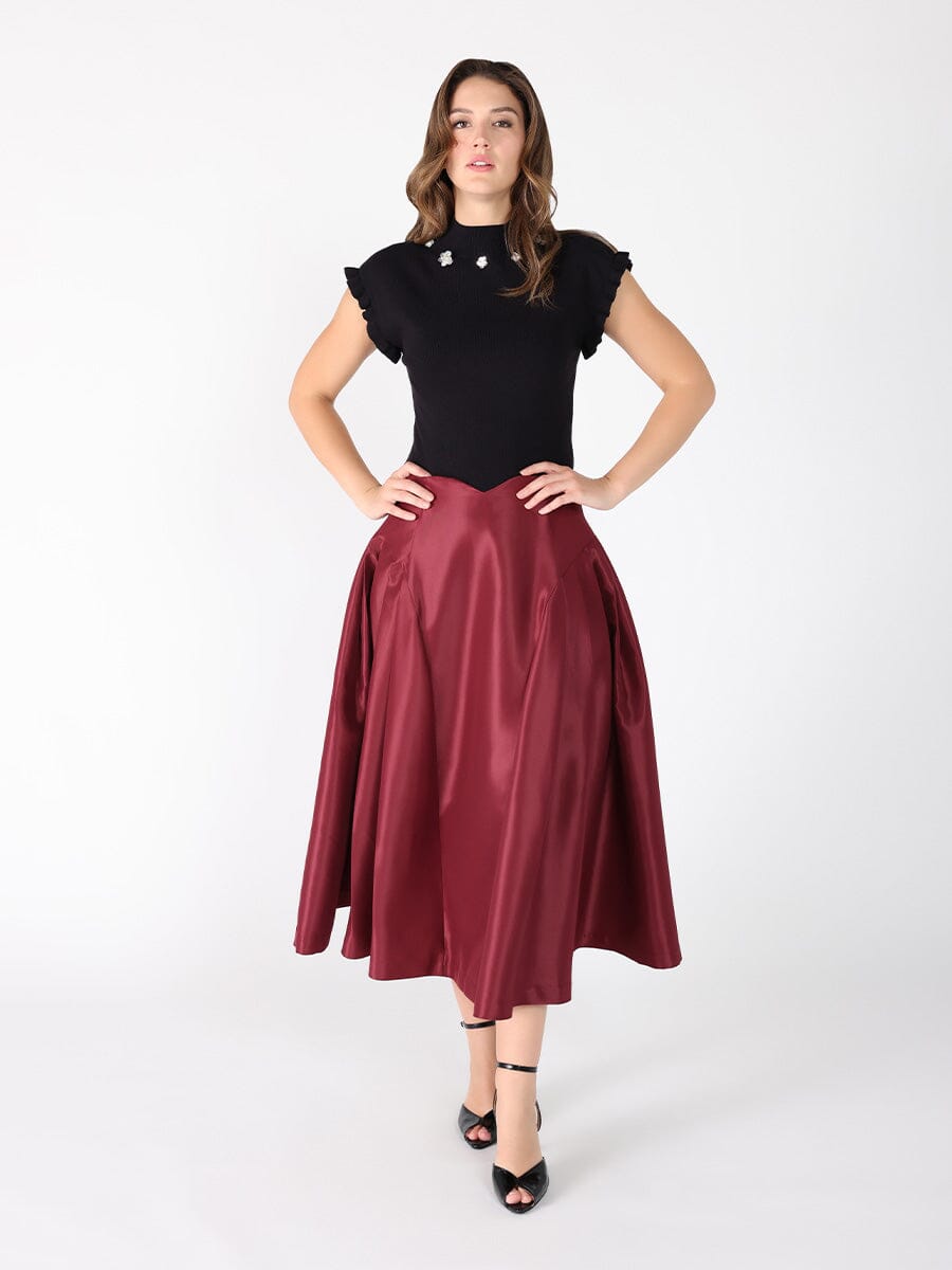 Gracia Fashion Women's Wide Width Skirt with Back Zipper