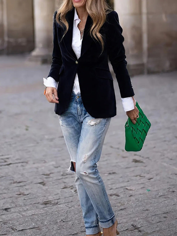 Women's Velvet Suit Jacket - Slim Fit - Multiple Colors - Four Season