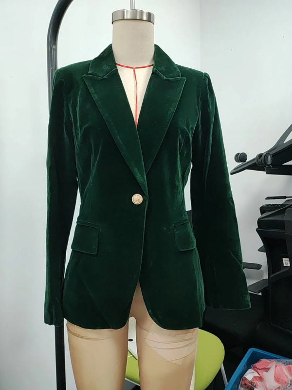 Women's Velvet Suit Jacket - Slim Fit - Multiple Colors - Four Season